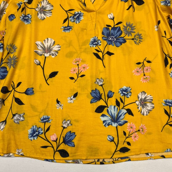 Old Navy Yellow Floral Print Bohemian Peasant Prairie Long Sleeve Top Size L - Picture 4 of 7